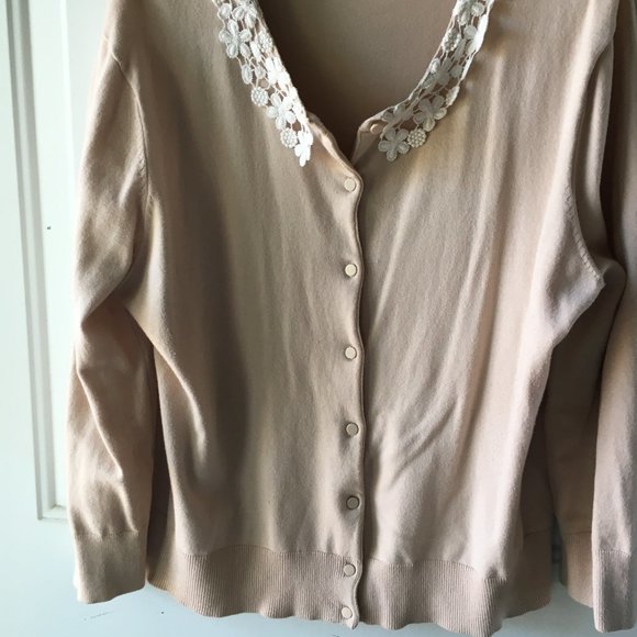 Cable & Gauge Cardigan Sweater. Size XL/16. Beige/white - Picture 5 of 5